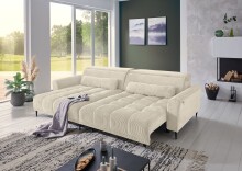 Wohnlandschaft >Wolve< elektr. Sitzverstellung, 2 Kissen, Cord beige - 277x108x179cm (BxHxT)