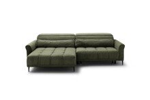 Wohnlandschaft >Wolve< elektr. Sitzverstellung, 2 Kissen, Cord grün - 277x108x179cm (BxHxT)