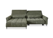 Wohnlandschaft >Wolve< elektr. Sitzverstellung, 2 Kissen, Cord grün - 277x108x179cm (BxHxT)