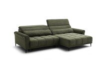 Wohnlandschaft >Wolve< elektr. Sitzverstellung, 2 Kissen, Cord grün - 277x108x179cm (BxHxT)