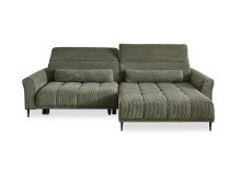 Wohnlandschaft >Wolve< elektr. Sitzverstellung, 2 Kissen, Cord grün - 277x108x179cm (BxHxT)