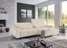 Wohnlandschaft >Wolve< elektr. Sitzverstellung, 2 Kissen, Cord creme - 277x108x179cm (BxHxT)