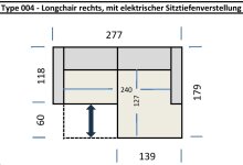 Wohnlandschaft >Wolve< elektr. Sitzverstellung, 2 Kissen, Cord creme - 277x108x179cm (BxHxT)