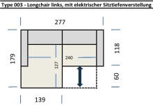 Wohnlandschaft >Wolve< elektr. Sitzverstellung, Kissen, Cord graubraun - 277x108x179cm BxHxT