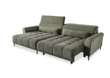 Wohnlandschaft >Wolve< elektr. Sitzverstellung, 2 Kissen, Cord oliv - 277x108x179cm (BxHxT)
