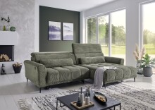 Wohnlandschaft >Wolve< elektr. Sitzverstellung, 2 Kissen, Cord oliv - 277x108x179cm (BxHxT)