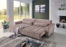 Wohnlandschaft >Wolve< elektr. Sitzverstellung, 2 Kissen, Cord rosa - 277x108x179cm (BxHxT)