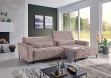 Wohnlandschaft >Wolve< elektr. Sitzverstellung, 2 Kissen, Cord rosa - 277x108x179cm (BxHxT)