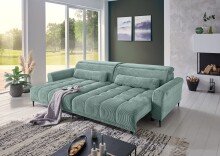 Wohnlandschaft >Wolve< elektr. Sitzverstellung, 2 Kissen, Cord mint - 277x108x179cm (BxHxT)