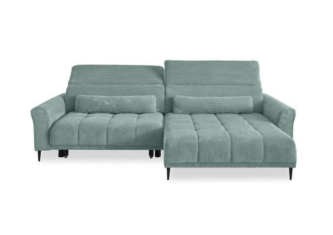 Wohnlandschaft >Wolve< elektr. Sitzverstellung, 2 Kissen, Cord mint - 277x108x179cm (BxHxT)