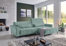 Wohnlandschaft >Wolve< elektr. Sitzverstellung, 2 Kissen, Cord mint - 277x108x179cm (BxHxT)