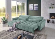 Wohnlandschaft >Wolve< elektr. Sitzverstellung, 2 Kissen, Cord mint - 277x108x179cm (BxHxT)
