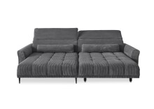 Wohnlandschaft >Wolve< elektr. Sitzverstellung, Kissen, Cord dunkelgrau - 277x108x179cm BxHxT