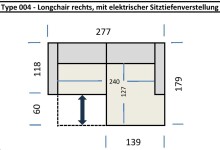 Wohnlandschaft >Wolve< elektr. Sitzverstellung, Kissen, Cord dunkelgrau - 277x108x179cm BxHxT