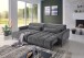 Wohnlandschaft >Wolve< elektr. Sitzverstellung, Kissen, Cord dunkelgrau - 277x108x179cm BxHxT