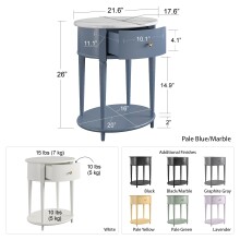 Beistelltisch >Rundo< Weiß, 66x55x45 cm, MDF-Tischplatte, Schublade, goldener Griff