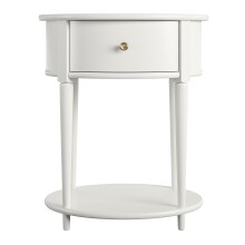 Beistelltisch >Rundo< Weiß, 66x55x45 cm, MDF-Tischplatte, Schublade, goldener Griff