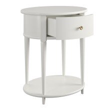 Beistelltisch >Rundo< Weiß, 66x55x45 cm, MDF-Tischplatte, Schublade, goldener Griff