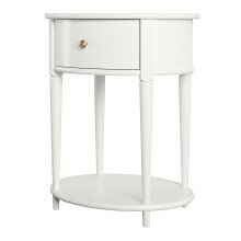 Beistelltisch >Rundo< Weiß, 66x55x45 cm, MDF-Tischplatte, Schublade, goldener Griff