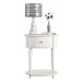 Beistelltisch >Rundo< Weiß, 66x55x45 cm, MDF-Tischplatte, Schublade, goldener Griff