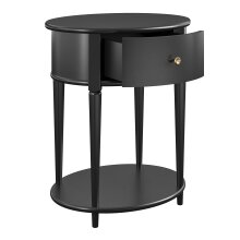 Beistelltisch >Rundo< schwarz, 66x55x45 cm, MDF-Tischplatte, Schublade, goldener Griff