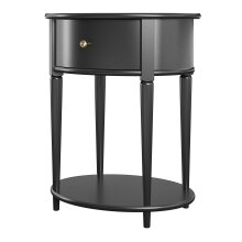 Beistelltisch >Rundo< schwarz, 66x55x45 cm, MDF-Tischplatte, Schublade, goldener Griff