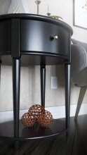 Beistelltisch >Rundo< schwarz, 66x55x45 cm, MDF-Tischplatte, Schublade, goldener Griff