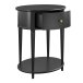 Beistelltisch >Rundo< schwarz, 66x55x45 cm, MDF-Tischplatte, Schublade, goldener Griff