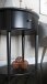 Beistelltisch >Rundo< schwarz, 66x55x45 cm, MDF-Tischplatte, Schublade, goldener Griff
