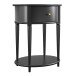 Beistelltisch >Rundo< schwarz, 66x55x45 cm, MDF-Tischplatte, Schublade, goldener Griff