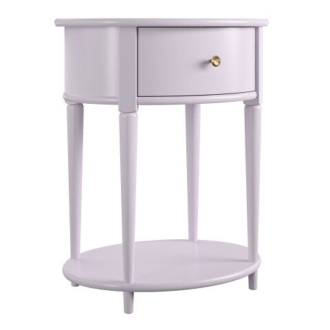 Beistelltisch >Rundo< lavendel, 66x55x45 cm, MDF-Tischplatte, Schublade, goldener Griff