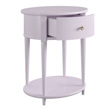 Beistelltisch >Rundo< lavendel, 66x55x45 cm, MDF-Tischplatte, Schublade, goldener Griff