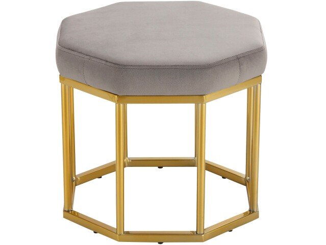 Sitzhocker >Yada< Grau, 38x42x42 cm, Samt, goldene Metallbeine, montiert