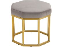 Sitzhocker >Yada< Grau, 38x42x42 cm, Samt, goldene...