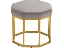 Sitzhocker >Yada< Grau, 38x42x42 cm, Samt, goldene...