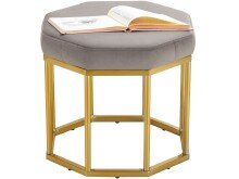 Sitzhocker >Yada< Grau, 38x42x42 cm, Samt, goldene...