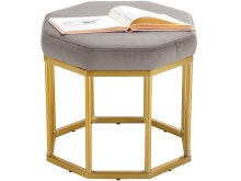 Sitzhocker >Yada< Grau, 38x42x42 cm, Samt, goldene Metallbeine, montiert