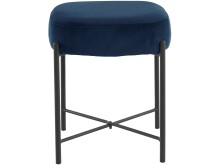 Sitzhocker >Lerry< Blau, 43x37x37 cm, Samt, schwarze Metallbeine