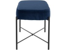 Sitzhocker >Lerry< Blau, 43x67x37 cm, Samt, schwarze Metallbeine, 2-Sitzer