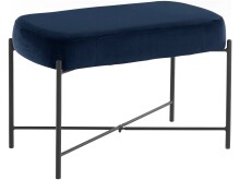 Sitzhocker >Lerry< Blau, 43x67x37 cm, Samt, schwarze Metallbeine, 2-Sitzer
