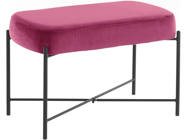 Sitzhocker >Lerry< Bordeauxrot, 43x67x37 cm, Samt, schwarze Metallbeine, 2-Sitzer