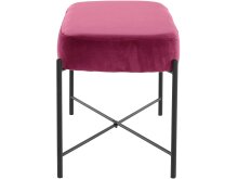 Sitzhocker >Lerry< Bordeauxrot, 43x67x37 cm, Samt, schwarze Metallbeine, 2-Sitzer