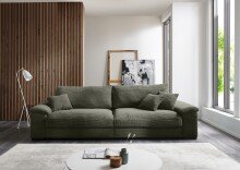 Big-Sofa >Adriena< 5 Kissen, Daune, in Cord oliv -...