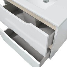 Badezimmer-Set >MIA< in Weiß glänzend / Eiche - 60x57x45 (BxHxT)