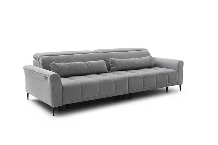 Big-Sofa >Wolve< Kopfteilverstellung, 2 Kissen, Bezug graublau - 280x108x118cm (BxHxT)