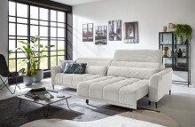 Big-Sofa >Wolve< 1x elektr. Sitzverstellung, 2 Kissen, Cord taupe - 280x108x118cm (BxHxT)