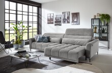 Big-Sofa >Wolve< 1x elektr. Sitzverstellung, 2 Kissen, silbergrau - 280x108x118cm (BxHxT)