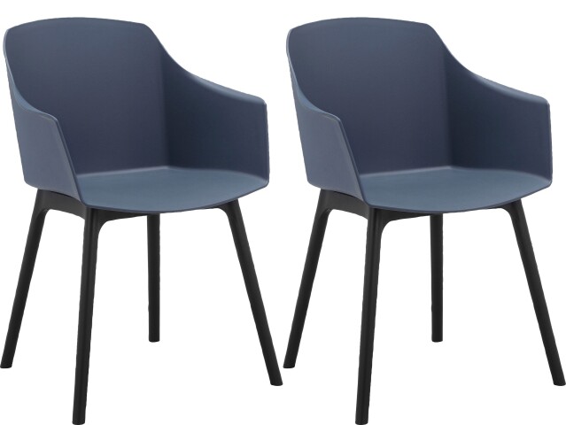 Esszimmerstuhl >Jerrik< (2er Set) in Blau, Kunststoff - 58x84x51cm (BxHxT)
