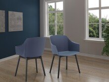 Esszimmerstuhl >Jerrik< (2er Set) in Blau, Kunststoff - 58x84x51cm (BxHxT)