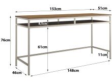 Schreibtisch >Steen< in Grau - 153x76x51cm (BxHxT)